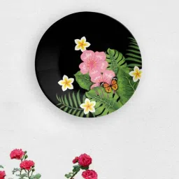 quirk india Black Ceramic Black Life Of Butterfly Deocrative Wall Plate-picture-3