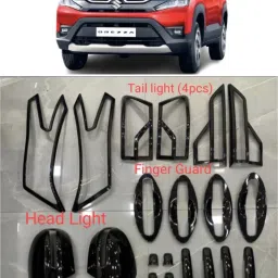 Piano Black Glossy Combo Kit Exterior Garnish Accessories for New Brezza 2022 Glossy Maruti Vitara Brezza ZDi Side Garnish-image-13