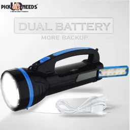 pick ur needs Rechargeable 2 in 1 Long Range Search Torch Table Desk Lantern Floor Lamp Torch 15 hrs Torch Emergency Light image 2