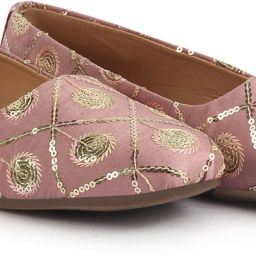 Ethnic Silk Embroidery Zardozi Slip On Juttis for Wedding|Lehanga Festive Mojaris For Women-image-77