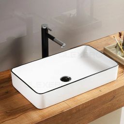 Premium Quality Black Edge Glossy Finish WBB Table Top Wash Basin Vessel Sink-image-49