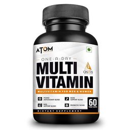 asitis nutrition AS-IT-IS Nutrition ATOM Daily Multivitamin for Men & Women, 60 Capsules | Powerful Blend of 31 Vital Nutrients - Vitamins, Minerals, Herbal extracts & Probiotic for Enhancing Energy, Stamina & immunity| Supports Bone, Skin & Overall Health image 1