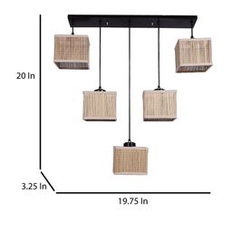 Devansh Beige & Black Bamboo Quintuple Hanging lamp image 2