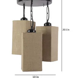 Devansh Beige Jute Square Ceiling Lamp image 3