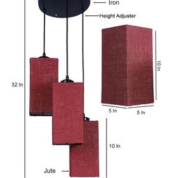 Devansh Maroon Jute Square Cluster Hanging Lamp image 4