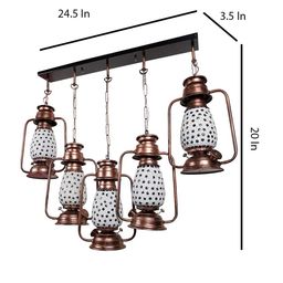 Devansh White & Red Antique Cluster Lantern Ceiling Lamp image 3