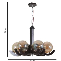 MFD HOME FURNISHING Brown Textured Doom 3D Ceiling Lamp With 6 Shade Light image 2