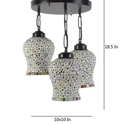 Devansh Multicolored Mosaic Glass Cluster Hanging Lamp image 3