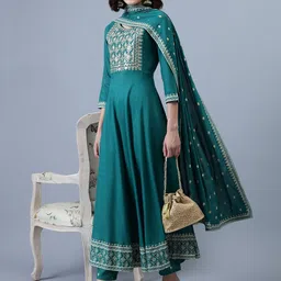 Khushal K Ethnic Motifs Embroidered Sequinned Kurta With Trousers & Dupatta-picture-28
