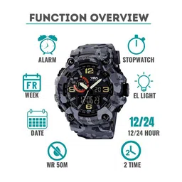 V2A Men Black & Grey Straps Analogue and Digital Multi Function Watch V2A-1520-Camogrey image 5