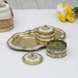 amaya decors Brass & MOP Supari Box Set-picture-44