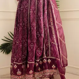 KALINI Ethnic Motif Printed Embroidered Panelled A-Line Kurta with Trousers & Dupatta image 5