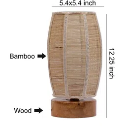 Devansh Beige Self Design Traditional Column Lamp with Shade image 2