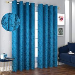 214 cm (7 ft) Velvet Room Darkening Door Curtain (Pack Of 2)-29