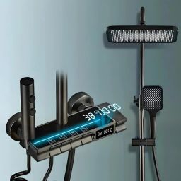 AGOEN 10" Rainfall Head | Hand Shower | Tub Spout | Bidet | Mixer Tap Thermostatic Shower Panel Set | Wall Mounted | Premium Stainless Steel Pulse & Rain Modes | Multi-Function Overhead | High-Pressure Performance-14