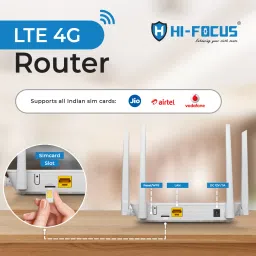 HI-FOCUS LTE 4G ROUTER/ Support 5G Sim/ Upto 150 MBPS Speed/ Long Range coverage 4G Router 2.4 GHz 150 Mbps Wifi Speed Single Band External Antenna Ethernet (Cable Broadband), Access Point Mode image 5