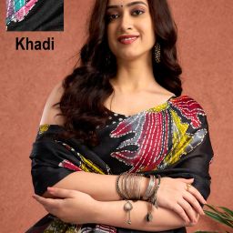 Floral Print, Printed Daily Wear Khadi Saree-image-11