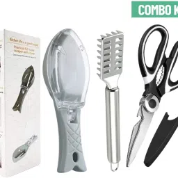 3-in-1 Fish Cleaning Tools Combo | Plastic& Steel Fish Scale Remover & Scissor Fish Scaler-24