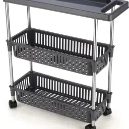 3 layer Storage Multipurpose Rack Utility Shelf with Wheels for Bedroom,Bathroom Plastic Kitchen Trolley-3