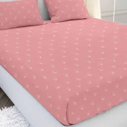 mayfair homes london Pink Abstract 210 TC Cotton Satin King Bedsheet With 2 Pillow Covers Elementals Collection-picture-9