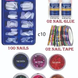 Glitter 06 color + Artificial Nail100 pcs + Nail Glue 2 pc +Nail Tape 2 pc c10-image-95
