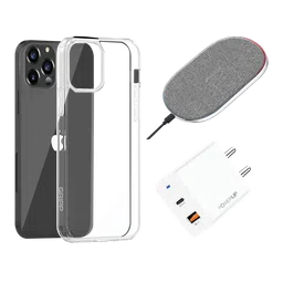 GRIPP Hard Polycarbonate Back Cover, Adapter & Wireless Charger Combo for Apple iPhone 13 Pro Max (Scratch Resistant, Multi Color)-image-61