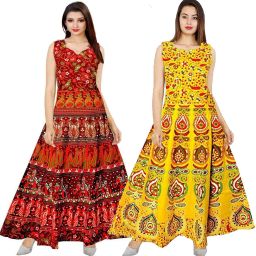 Printed Cotton Blend Semi Stitched Flared/A-line Gown-image-55