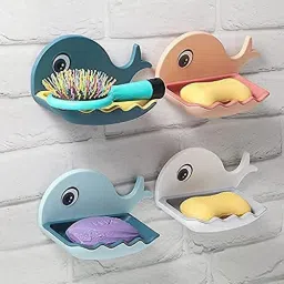 Self Draining Fish Shape Cute Soap Plastic Dish Adhesive Waterproof-image-5