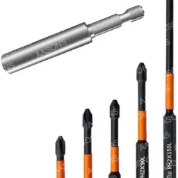 7pc Impact-Resistant Strong Magnet Screwdriver Bits Set S2 Hardness, PH2 Hex Shank 6.35mm, Assorted Sizes 25,50,65,70,90,150mm With 1/4" Screwdriver Bit Set-23