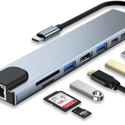 Foxne Point USB C HUB, 8 in 1 USB C Adapter with 4K HDMI, USB C Port, USB 3.0, RJ45 Ethernet USB C HUB, 8 in 1 USB C Adapter with 4K HDMI, USB C Port, USB 3.0, RJ45 Ethernet USB Hub-6