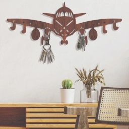 random Aeroplane Walnut Finish Mdf Wall Hanging With 6 Hooks Key Holder-picture-35