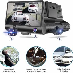 maties 1080P 4 inches LCD car Dash Cam for car security Reverse Assist Camera System Black LCD image 5
