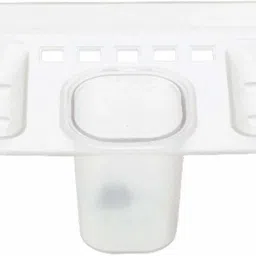 4 in 1 Multipurpose Kitchen/Bathroom Shelf/Paste-Brush Stand/Soap Stand/Tumbler Holder/Bathroom Accessories (CLEAR) Plastic Wall Shelf-20