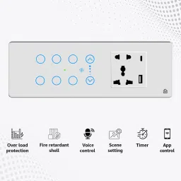HomeMate Smart Touch Switch Panel | 6 Switch, 1 Fan & 1 Socket with Quick Charge USB's image 3