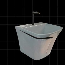 HB :09 Premium Quality Designer Ceramic Shining Grey Semi Pedistal Wash Basin With Black Finishing Line Wall Hung Basin-image-63