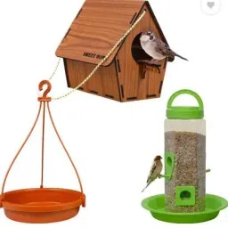 Wooden Bird Nest Bird Seed Container And Water Feeder For Sparrow, Hummingbird Window Bird Feeder Bird Feeder-image-48