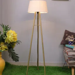 homesake Khaki Cotton Shade Floor Lamp With Metal Base-picture-25