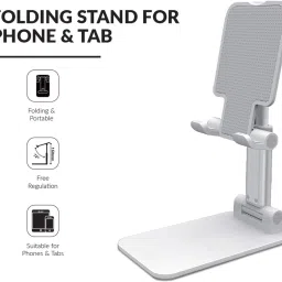 WHISTLE9 Premium Smart Foldable Mobile Stand for Table and Bed, Height Adjustable Universal Phone Holder for All Smartphones & Tablet Single Gimbal for Mobile-7