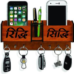 Ridhi Sidhi Key Hanger And 2 Poket Wood Key Holder (8 Hooks, Brown) Wood Key Holder-image-31