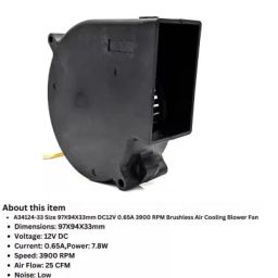 Electronic Spices DC 12V Blower Fan Size 97X94X33mm DC12V 0.65A Brushless Air Cooler (Pack of 2) Cooler-image-36