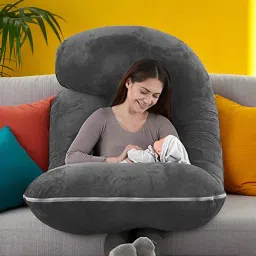 J Shaped Microfibre Solid Pregnancy Pillow Pack of 1-image-73