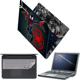 Techfit Full Body Laptop Skin with Screen Guard and Key Guard - Miles Morals Black Red Combo Set-image-8