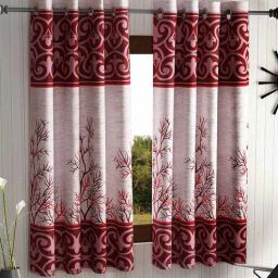home sizzler Maroon Polyester Floral Curtain 5ft Semisheer Eyelet Window-picture-21