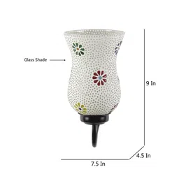 Devansh Yellow & Red Textured Traditional Wallchiere Lamp with Glass Shade image 2
