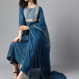 Khushal K Bandhani Printed Sequinned Kurta & Palazzos With Dupatta-image-59