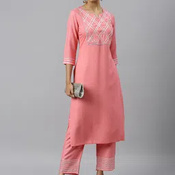 Khushal K Yoke Design Gotta Patti Kurta with Trousers-image-6