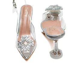 Dapper Feet-Fancy Nancy Embellished Pointed Toe Slim Heeled Mules image 3