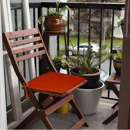 Lushomes Set Of 2 Red Solid Square Chair Pads image 3