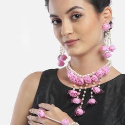 Anouk Beaded Floral Necklace & Earrings Set-image-2