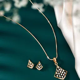 Peora Rose Gold-Plated Cubic Zirconia Stone Studded Jewellery Set image 1
